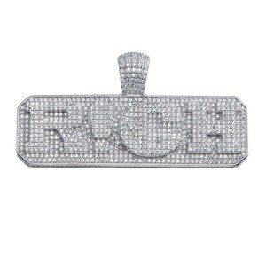 Sterling Silver 925 Rhodium Plated Rich Hip Hop Pendant